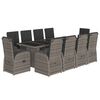 vidaXL 11-delige Tuinset met kussens poly rattan grijs