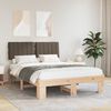 vidaXL Bedframe met Gevoerd Hoofdgedeelte Taupe 135 x 190 cm