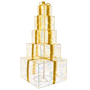 vidaXL Kerst led-cadeaudozen stapel 250 LED's Warmwit 56 x 56 x 120 cm