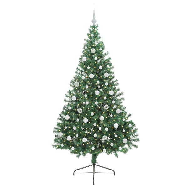 vidaXL Kunstmatig Voorverlicht Kerstboom met 300 LED Groen 210 cm PVC