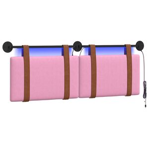 vidaXL Hangend hoofdbord Met LED-verlichting Roze Antiek PU