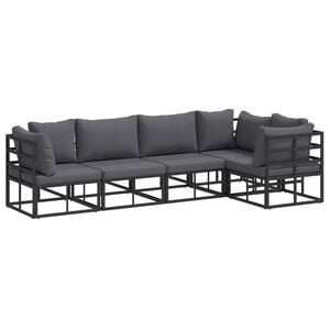 vidaXL Tuinbankenset 5 st Zwart Aluminium