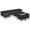 vidaXL 10-delige Loungeset met kussens poly rattan zwart