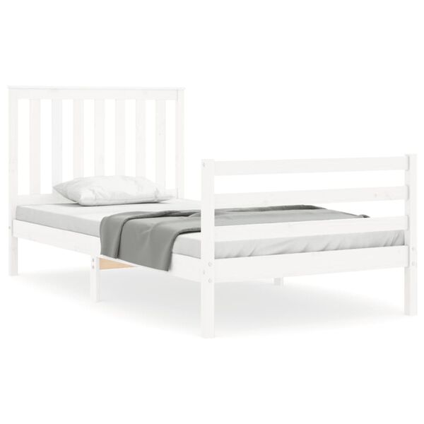 vidaXL Bedframe met hoofdbord massief hout wit 100x200 cm