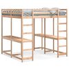vidaXL Hoogslaper met bureau en ladder massief grenenhout 160x200 cm