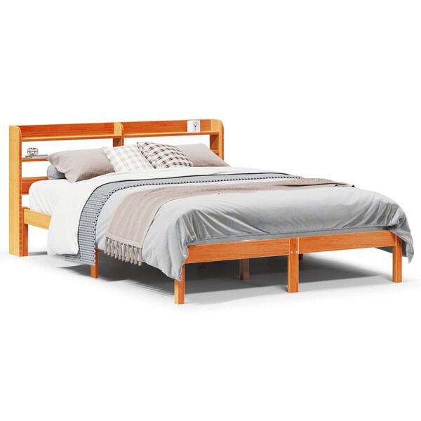 vidaXL Bedframe met hoofdbord grenenhout wasbruin 140x200 cm