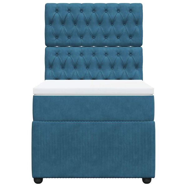 vidaXL Boxspring met matras fluweel donkerblauw 100x200 cm