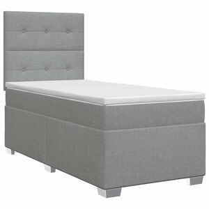 vidaXL Boxspringbed met matras met hoofdeinde Lichtgrijs Enkel Stof
