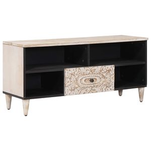 vidaXL TV-kast Wit 100 x 33,5 x 46 cm Massief Mango Hout