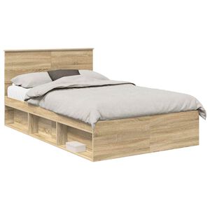 vidaXL Bedframe met hoofdeinde Sonoma 120 x 200 cm Bewerkt hout
