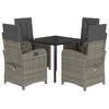 vidaXL 5-delige Tuinset met kussens poly rattan grijs