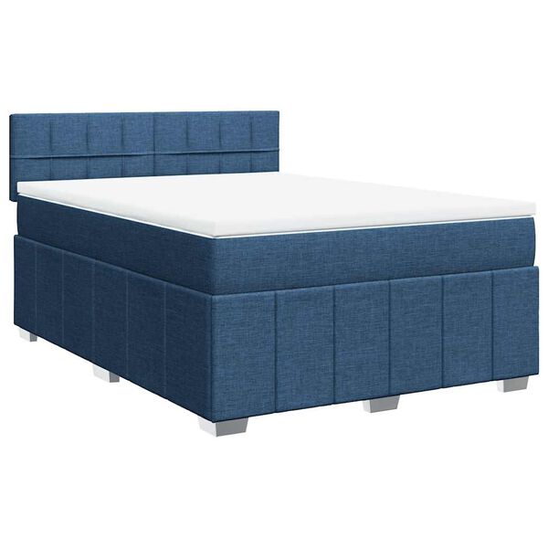 vidaXL Boxspring met matras stof blauw 140x190 cm