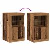 vidaXL LED Sideboard 2 pcs Oudhout 41 x 37 x 67 cm Bewerkt hout
