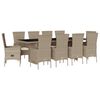 vidaXL 11-delige Tuinset met kussens poly rattan beige