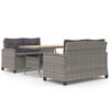 vidaXL 3-delige Tuinset met kussens poly rattan grijs