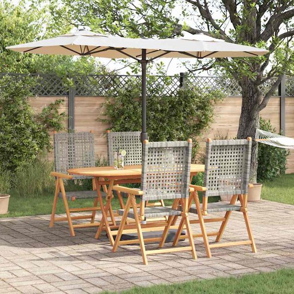 vidaXL Tuin eettafelset 5 pcs Grijs Massief Acaciahout