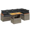 vidaXL 6-delige Loungeset met kussens poly rattan grijs