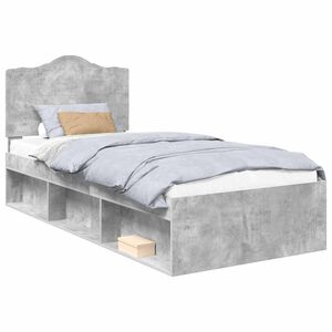 vidaXL Bedframe met hoofdeinde Beton 90 x 200 cm Massief grenenhout