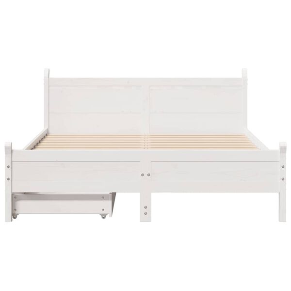 vidaXL Bedframe zonder matras massief grenenhout wit 135x190 cm