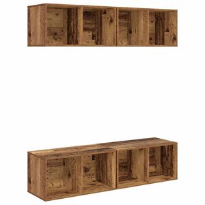 vidaXL Tv-meubelset 4 st Oud Hout Bewerkt hout