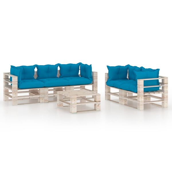 vidaXL 6-delige Loungeset met kussens pallet grenenhout