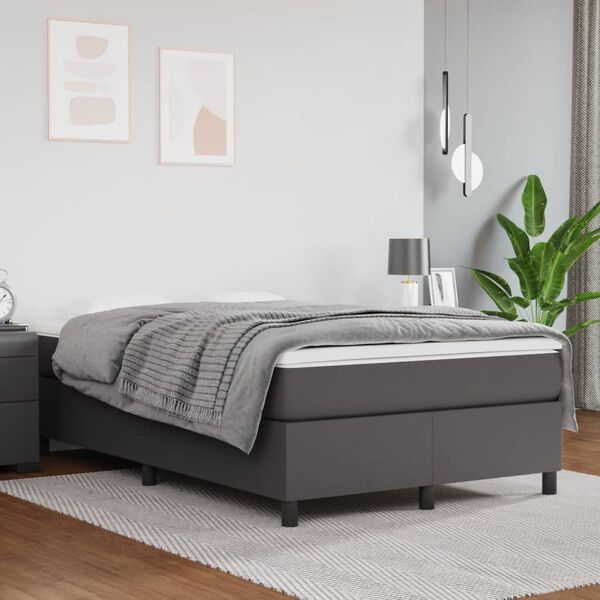 vidaXL Boxspring met matras kunstleer grijs 120x190 cm