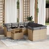 vidaXL 9-delige Loungeset met kussens poly rattan beige