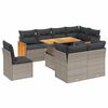 vidaXL 9-delige Loungeset met kussens poly rattan grijs