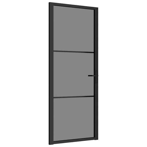 vidaXL Binnendeur 83x201,5 cm ESG-glas en aluminium zwart