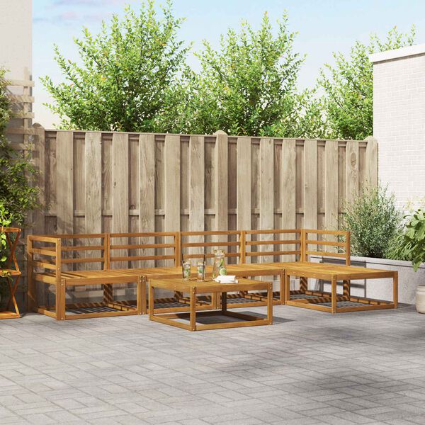 vidaXL Buiten bankenset met kussen 6 pcs Natuurlijk en Cr&egrave;me