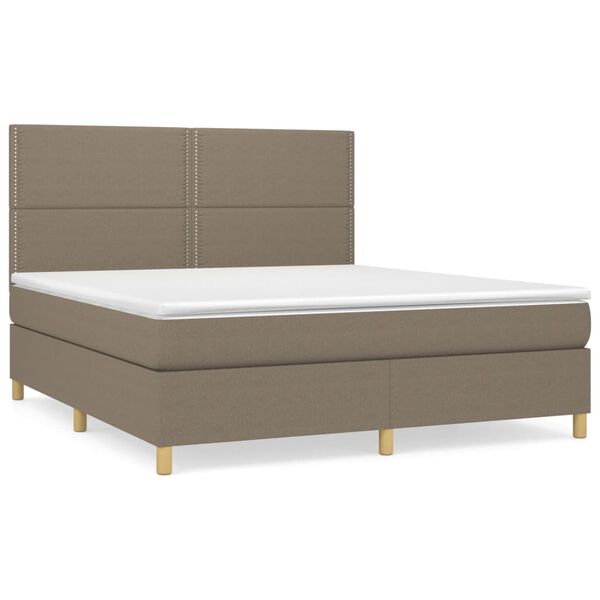 vidaXL Boxspring met matras stof taupe 180x200 cm