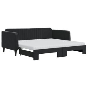 vidaXL Slaapbank onderschuifbed en matrassen 90x190 cm fluweel zwart