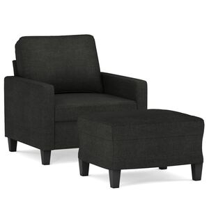 vidaXL Fauteuil met voetenbank 60 cm stof zwart