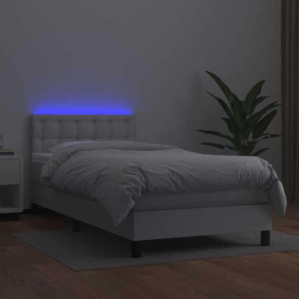 vidaXL Boxspring met matras en LED kunstleer wit 80x200 cm