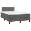 vidaXL Boxspring met matras en LED fluweel donkergrijs 120x200 cm