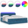 vidaXL Ottoman bed met matras en LED's 160x200cm fluweel donkerblauw