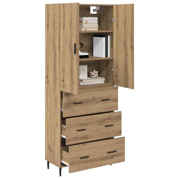 vidaXL Hoge kast met lade 2 pcs Artisan Eiken Geengineerd Hout en Glas