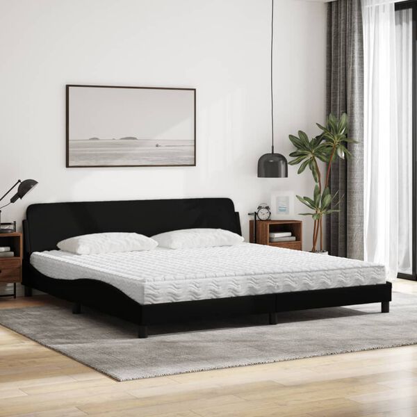 vidaXL Bed met matras "Dover" stof zwart 200x200 cm