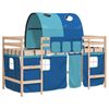 vidaXL Kinderhoogslaper met tunnel 90x190 cm massief grenenhout blauw
