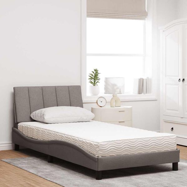 vidaXL Bed met matras "Hanko" stof taupe 100x200 cm