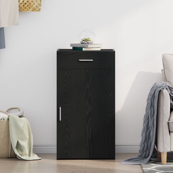 vidaXL Dressoir met lade Zwart Eiken 50 x 42,5 x 93 cm