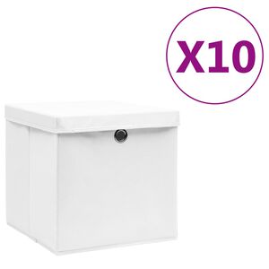 vidaXL Opbergboxen met deksel 10 st 28x28x28 cm wit