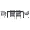 vidaXL Tuin eettafelset met kussen 7 pcs Grijs Gepoedercoat staal