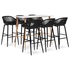 vidaXL 7-delige Barset wit en zwart