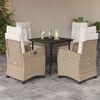 vidaXL 5-delige Tuinset met kussens poly rattan beige