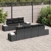 vidaXL Tuinbankenset met opslag 8 pcs Zwart poly rattan