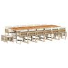 vidaXL 17-delige Tuinset met kussens poly rattan beige