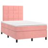 vidaXL Boxspring met matras en LED fluweel roze 120x190 cm