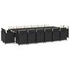 vidaXL 17-delige Tuinset met kussens poly rattan zwart