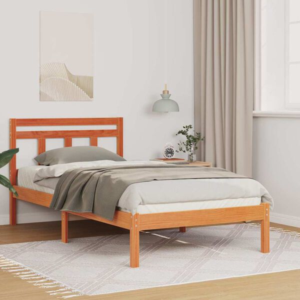vidaXL Bedframe Bruin 90 x 190 cm Massief grenenhout